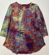 Calessa Womens Size L Paisley 3/4 Sleeve Embroidered Blouse Top (L2) picture