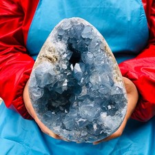 7.04LB Natural Blue Celestite Geode Quartz Crystal Mineral Specimen Healing picture