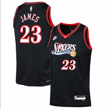 Nike Philadelphia 76ers LeBron James #23 Black NBA Basketball Jersey Size XL picture