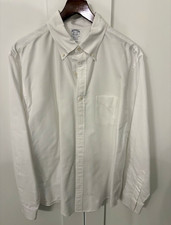 Brooks Brothers White MiUSA OCBD Dress Shirt 16.5 / 35 Button-Down Collar picture