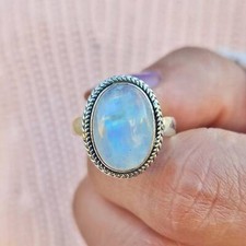 Genuine Moonstone Ring 925 Sterling Silver Statement Ring Ships From USA picture