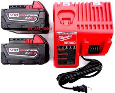 (2) Genuine M18 Milwaukee 5.0 AH Batteries 48-11-1850, (1) Charger 18V 18 Volt picture