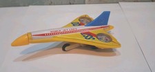 Vintage Kashiwai Lucky Toy Japan Tinplate SST Jet Plane Spinning Turbines Rare picture