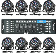 8 Pack LED Stage Lights 18x3W RGB Par Can Lights Sound Activated & DMX Control picture
