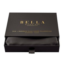 Bella Sleep & Spa Silk + Bamboo Dual Sided Pillowcase Standard In Black NEW picture