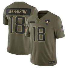 Men's Vikings #18 Justin Jefferson Olive 2025 Salute to Service Limited Jersey picture