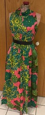 Vintage  Alfred Shaheen Sleeveless Floral Maxi Dress Vibrant Colors  Retro picture
