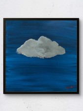 Cloud Blue Gray Acrylic Abstract Original Art 12x12 Canvas picture