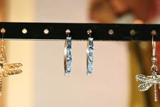 10k White Gold Hoop Earrings with London blue Topaz and Swiss Blue Topaz picture