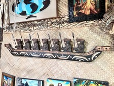 New 5’ Marquesan Style Canoe Tiki bar Decor Oceanic picture