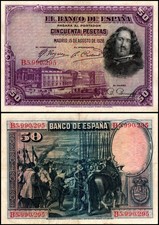 Spain 50 Pesetas, 1928, P-75, Used picture