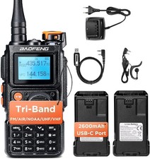 Baofeng K6 Tri-Band Ham Radio UHF/VHF/1.25M/NOAA/FM/Air Receiver Dual Batteries picture