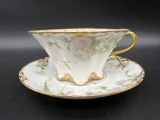 Antique Haviland H&Co/L Feu de Four Pink Aster Flower CUP & SAUCER SET - 7 avail picture