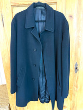 Saks Fifth Avenue Cashmere Wool Colombo Men’s Black Overcoat Made in Italy  picture