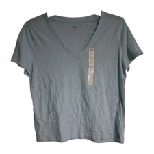 NWT Women's a.n.a Short Sleeve V-Neck Tee Size L Starlight Blue picture