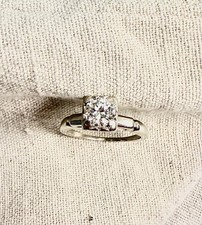 Vintage 14k white gold, diamond engagement ring set, 1/2 carat, size 4.5. picture