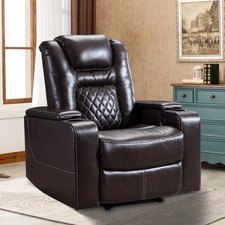 EBELLO Faux Leather Power Recliner Chair w/ USB Ports & Cup Holders & Storage picture