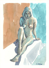 Original Figurative Watercolor Woman Portrait Signed Fine Art picture