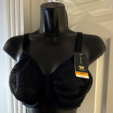 Wacoal Minimizer Underwired Lace Bra Solid Black 34DD Hook & Eye 857210 picture