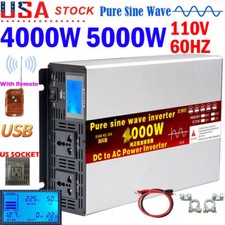4000W 5000W 12V 24V 48V 72V to 110V 60HZ Pure Sine Wave Power Inverter LCD US picture