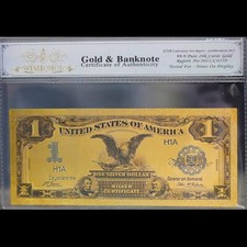 Gold 1899 $1 One Dollar Banknote Collectible with Bag & Certificate picture