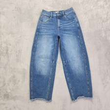 Hint Of Blu Jeans Womens 28 Blue Frayed Hem High Waist Crop Barrel Stretch Denim picture