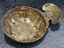 Antique French Silver Wine Tasting Cup 1658 Louis XIV 1/2 Ecu Coin Nicol Aloxe picture