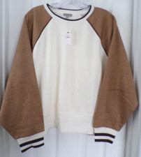 NWT NEW FALL T BY TALBOTS MEDIUM COZY FLEECE COLORBLOCK PULLOVER TOP  $89.50 picture