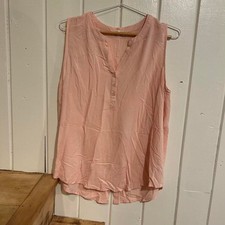 Anthropologie Pleione pink sleeveless blouse with button-up front picture