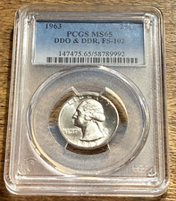 1963 Washington Quarter PCGS MS-65 FS-102 DDO & DDR, GREAT LOOKING COIN picture