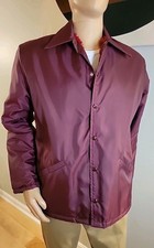 VTG Dead Stock Gem Sportswear Fuzzy Lined Jacket Blank Mens Size Medium Maroon picture
