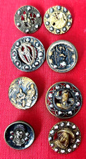 8 Scarce Antique Facetted Cut Steel Picture Buttons #1503 picture