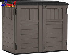 Suncast 34 Cu Ft Horizontal Storage Shed Resin Lockable Stoney Black picture