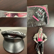 WWF Bret Hart Pink Sunglasses Jacket Key Chain Pendant and Shawn Michaels Hat  picture