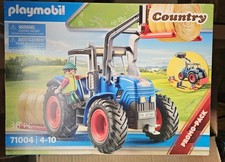 *NEW* Playmobil Country Tractor With Bucket Forks #71004 Farm Agricultural Blue picture