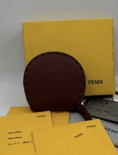 Rare EUC Fendi Selleria Leather Coin pouch Wallet Brown With Box And COA picture