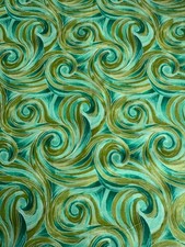 Classic Cottons 2003 green swirls 3/4 yard x 44
