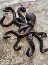 Cast Iron Swimming Octopus Wall Hook Towel Key Holder Bathroom Entry Door Hanger picture