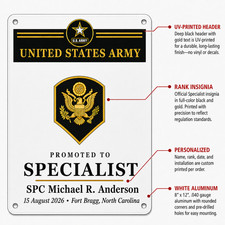 U.S. ARMY SPECIALIST Promotion Plaque – Personalized Perfect gift picture