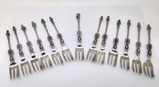 13 ANTIQUE DUTCH H.HOOIJKAAS .833 SOLID SILVER JESUS & APOSTLES FORKS,4 7/8