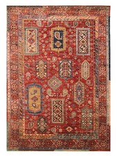 5 x 7 ft Red Afghan Hand Knotted Veg dyes Wool Transitional Area Rug picture