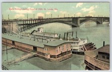 1908-10 EADS BRIDGE DURING FLOOD OF 1903 ST LOUIS MISSOURI MO ANTIQUE POSTCARD picture