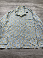 True Vintage 1970s Vanderbilt Light Blue Patterned Oriental Shirt Size Large picture