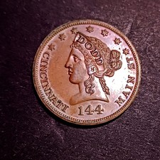 1851 Dodd & Co Hatters Cincinnati Ohio Merchant Token - Miller OH-9 picture