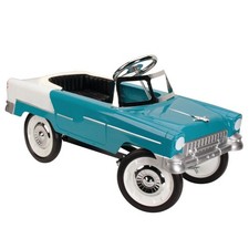 Retro Tri-Five 1955 Fits Chevy Steel Metal Pedal Car, Aqua/White picture
