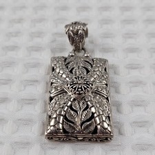 Sterling Silver 925 SARDA Bali Handcrafted Janyl Sherman Naga Floral Pendant picture