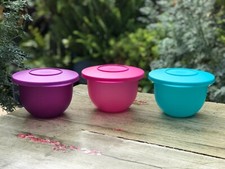 Tupperware Impressions mini bowls 550ml  set of 3 - Purple, Pink, & Blue New picture