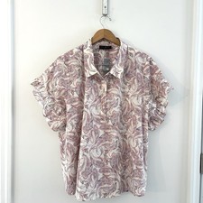 NWT Lane Bryant Pink Paisley Scroll Ruffle Sleeve Popover Blouse Plus Size 22 picture