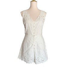 Zimmermann White Linen Floral Lace Embroidered Romper Playsuit Size 0 / US 4 picture