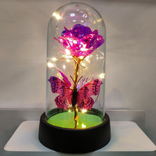 Rose in Glass Dome Light Up Forever Galaxy Rose for Women Valentine's Day Gift picture